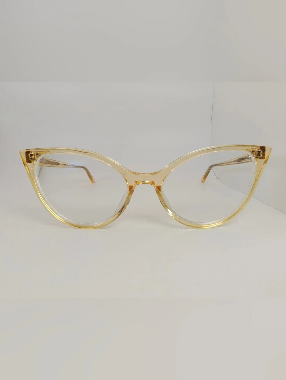 Quartet. Clear Yellow Cat-Eye Women's Fashion Glasses.
